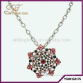 New designs colorful Christams snowflake pendant necklace with crystal